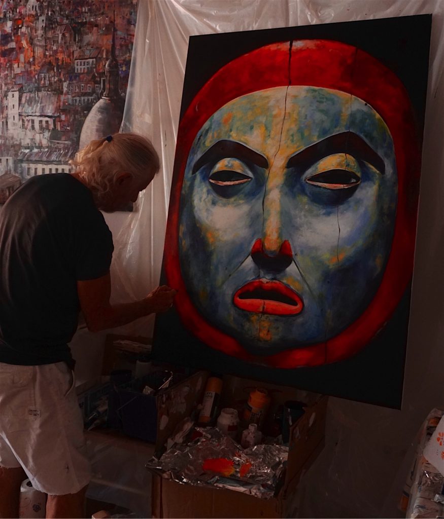paul ygartua painting large native mask — Eagle Spirit Gallery Representing Paul’s Native Work